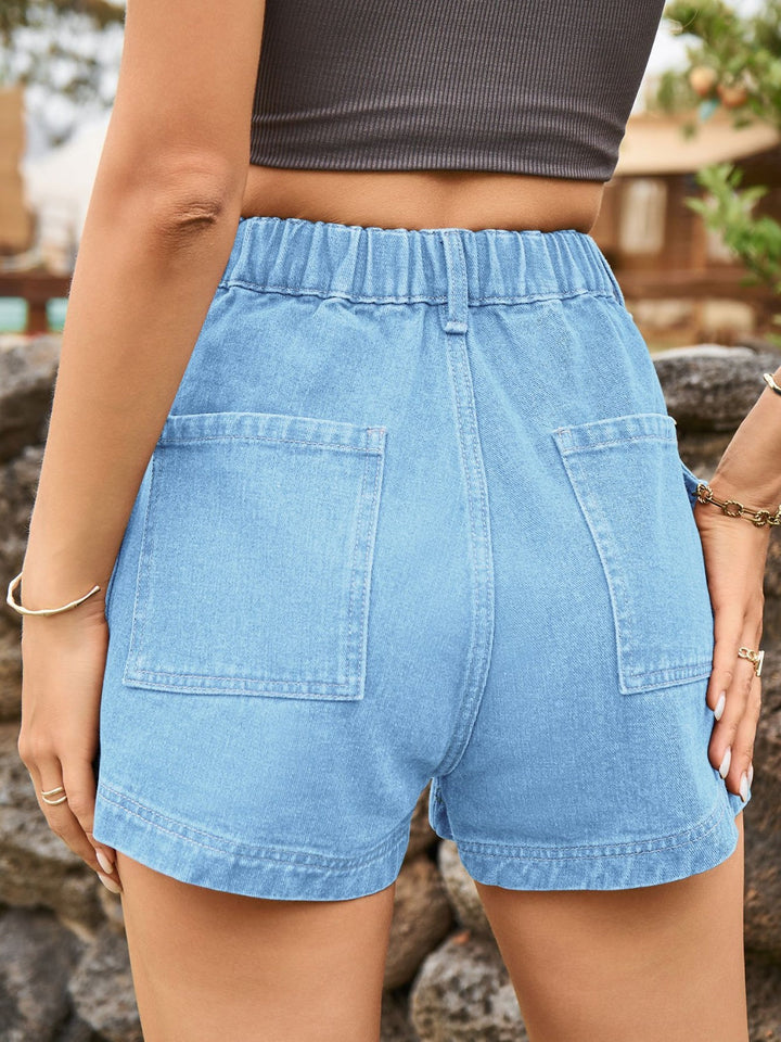 Stilla | Talje Denim Shorts med Lommer