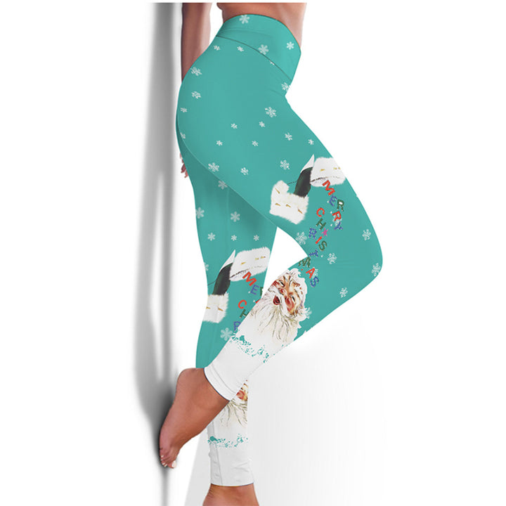 Dame leggings med kreativt julemotiv og høj talje Stilla