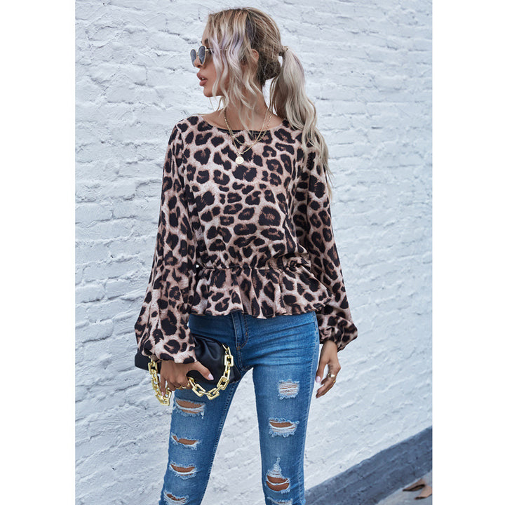 Dame Tierprint Peplum-top Stilla