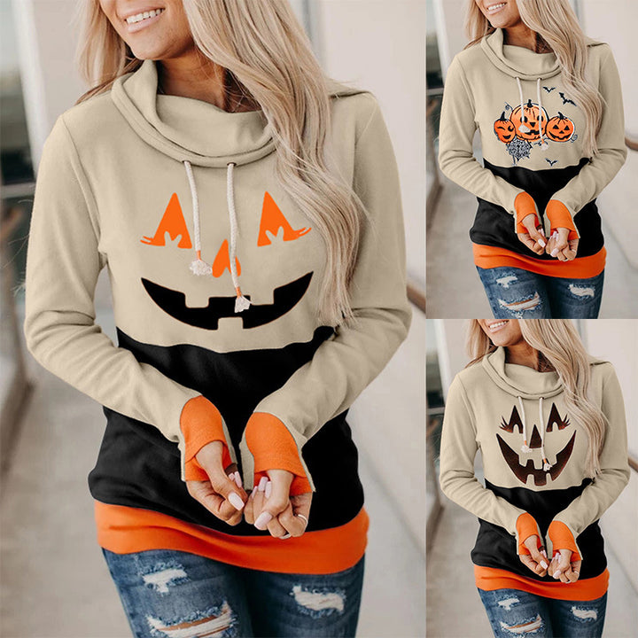 Damer Casual Græskar Grafik Hoodie Stilla