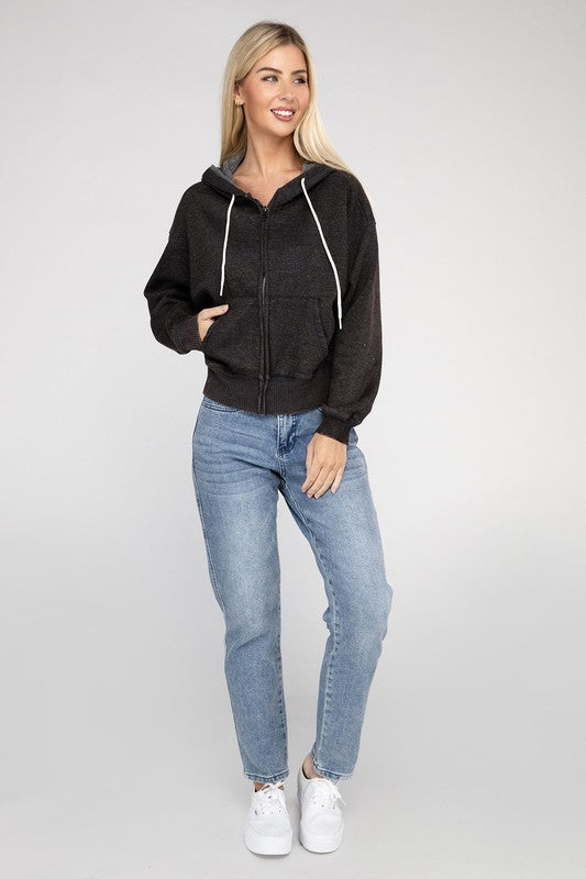 Stilla | Sweatjakke Med Lynlås I Acid Wash Fleece