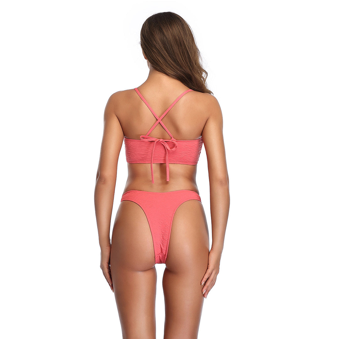 Dame Bandeau-bikini med høj benudskæring og figursyet design Stilla