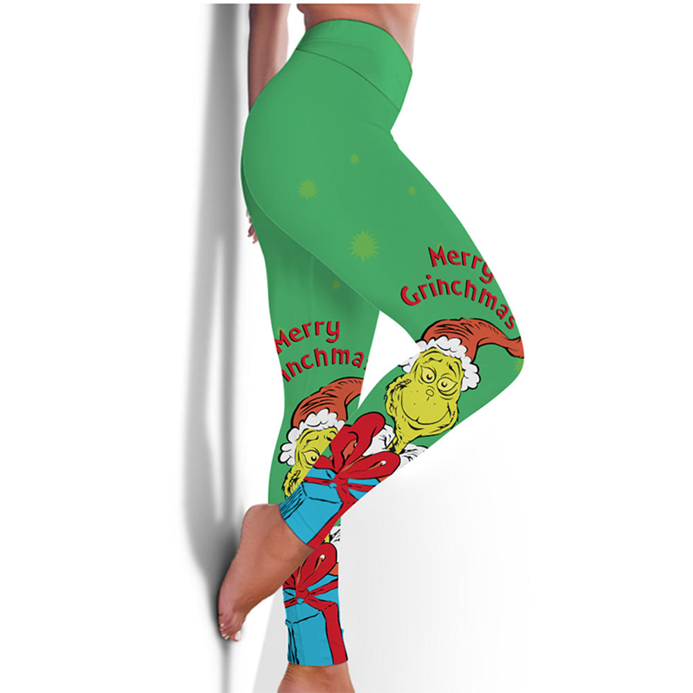 Dame leggings med kreativt julemotiv og høj talje Stilla