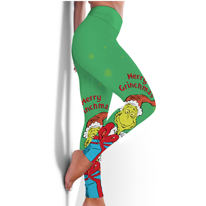 Dame leggings med kreativt julemotiv og høj talje Stilla
