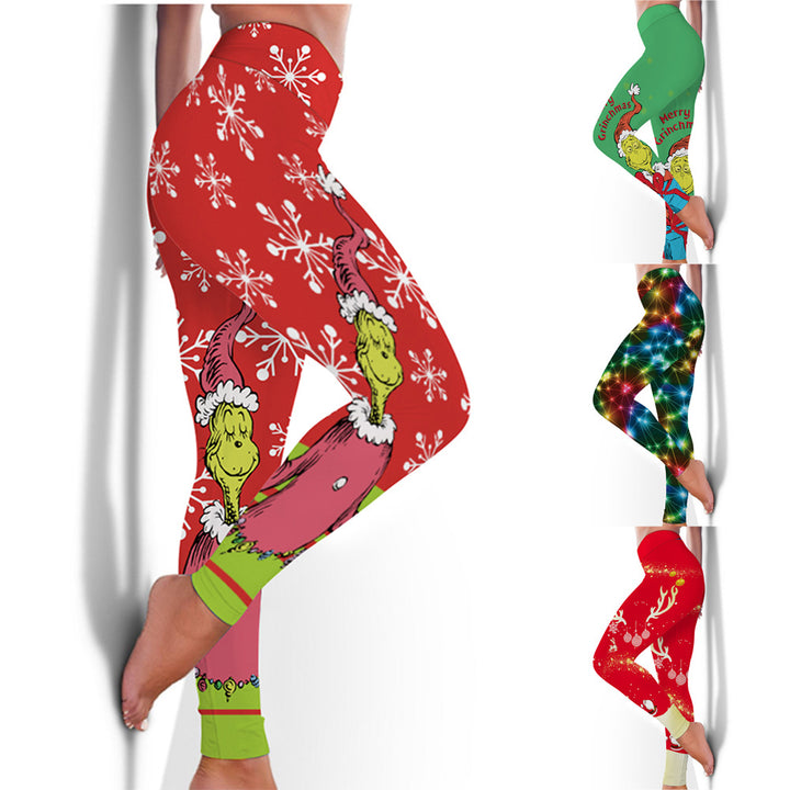 Dame leggings med kreativt julemotiv og høj talje Stilla