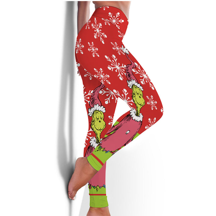 Dame leggings med kreativt julemotiv og høj talje Stilla