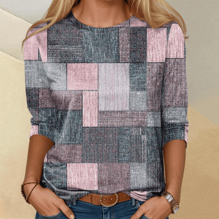 Stilla | Vintage T-Shirt med Ternet Mønster