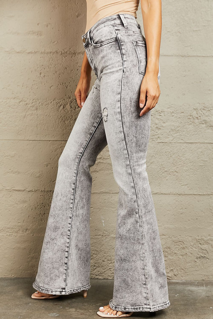 Stilla | Højtaljede Acid Wash Flared Jeans