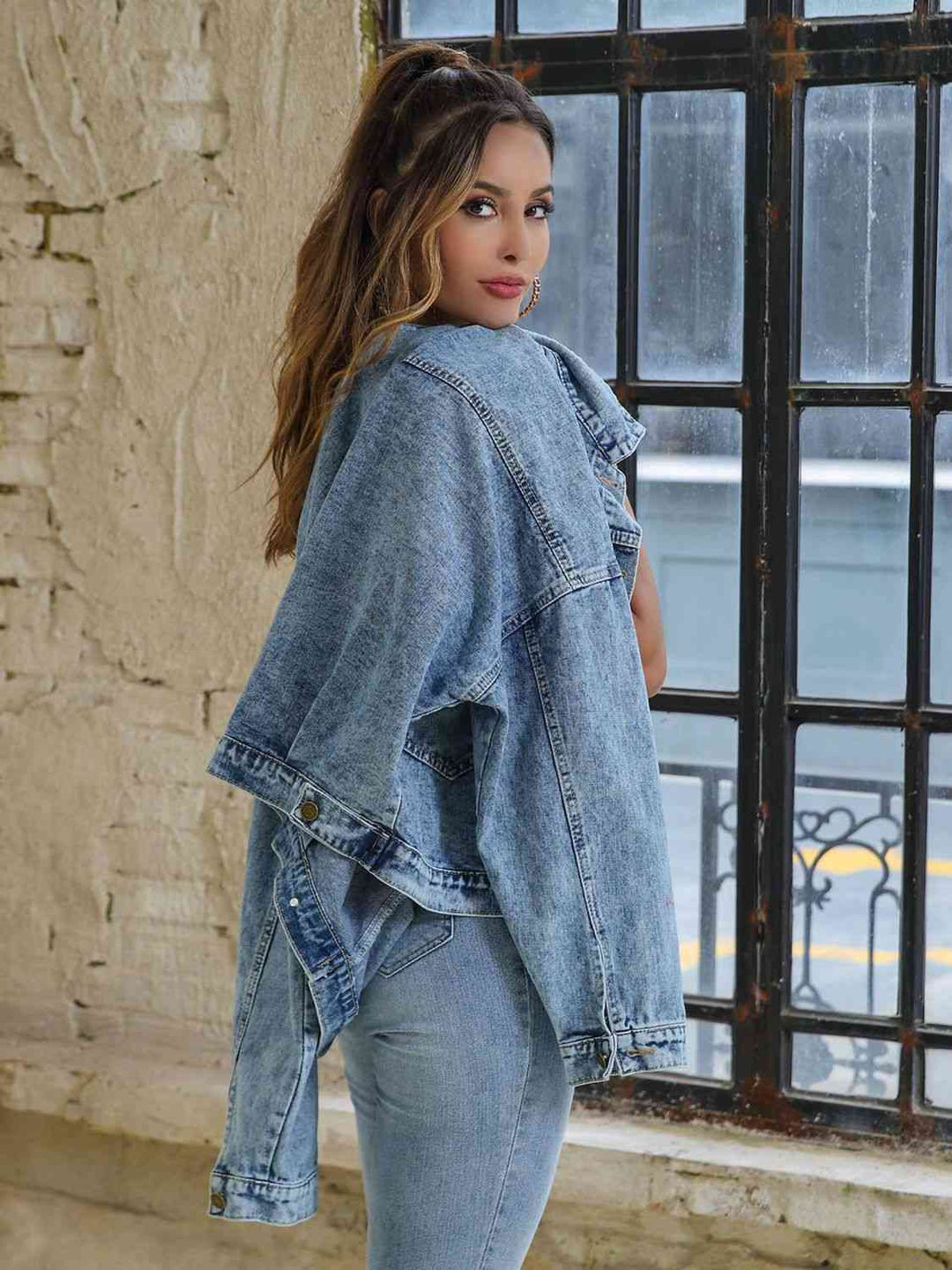 Stilla | Nakke Sunket Skulder Denim Jakke