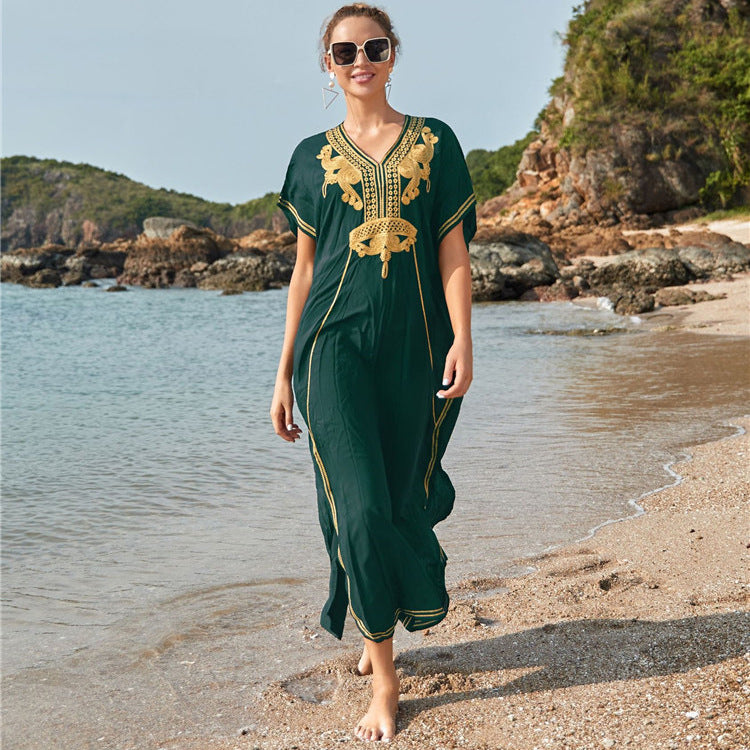 Dame Elegant Strandkaftan med eksklusive broderidetaljer Stilla