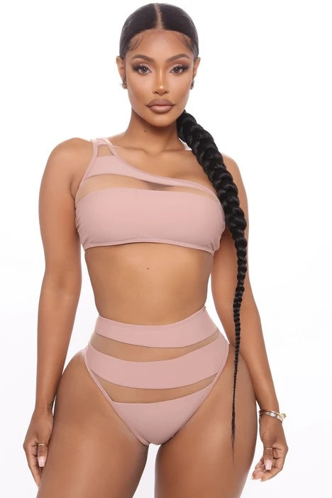 Dame Højskåret Bikini med transparente indsætniger Skovae