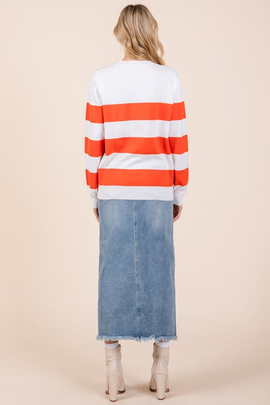 Stilla | Let Pullover Af Stribet Maskemateriale