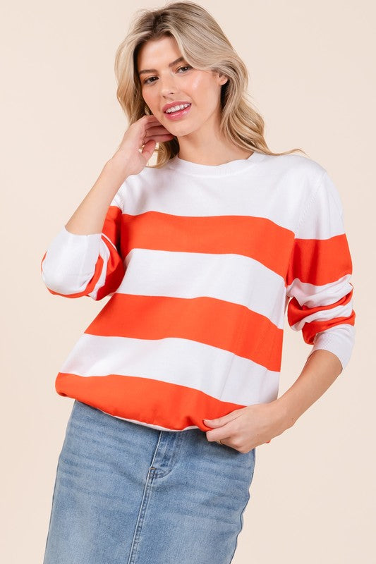 Stilla | Let Pullover Af Stribet Maskemateriale