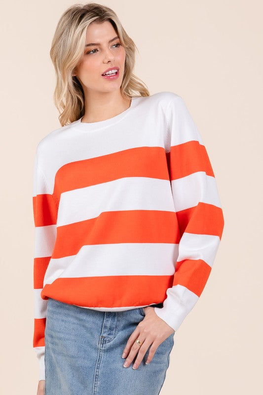 Stilla | Let Pullover Af Stribet Maskemateriale