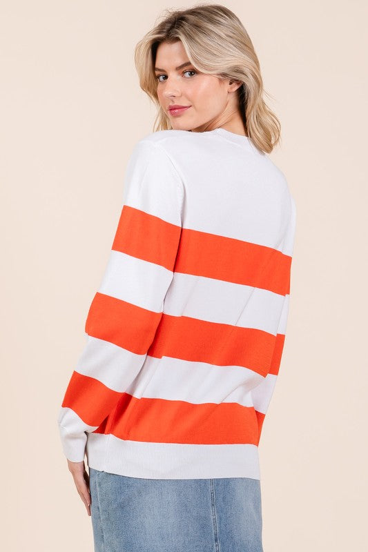 Stilla | Let Pullover Af Stribet Maskemateriale