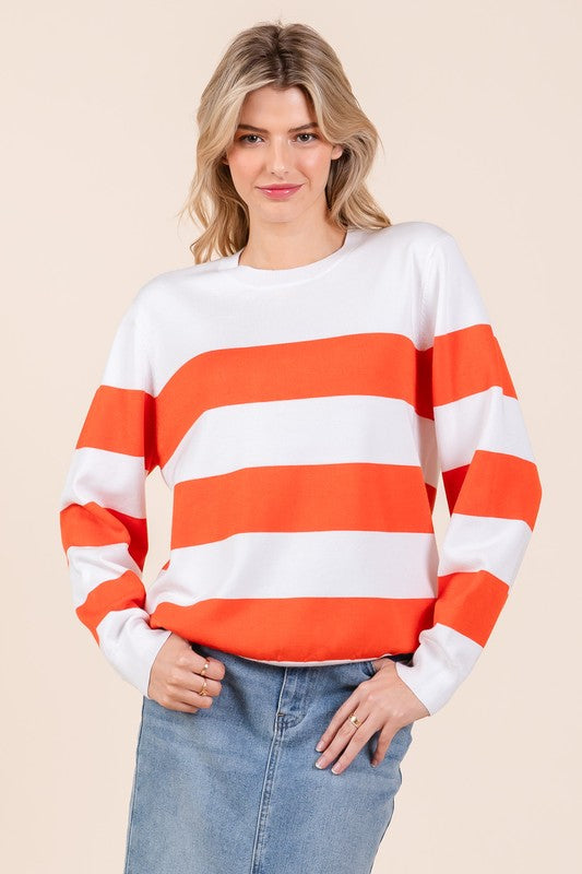 Stilla | Let Pullover Af Stribet Maskemateriale