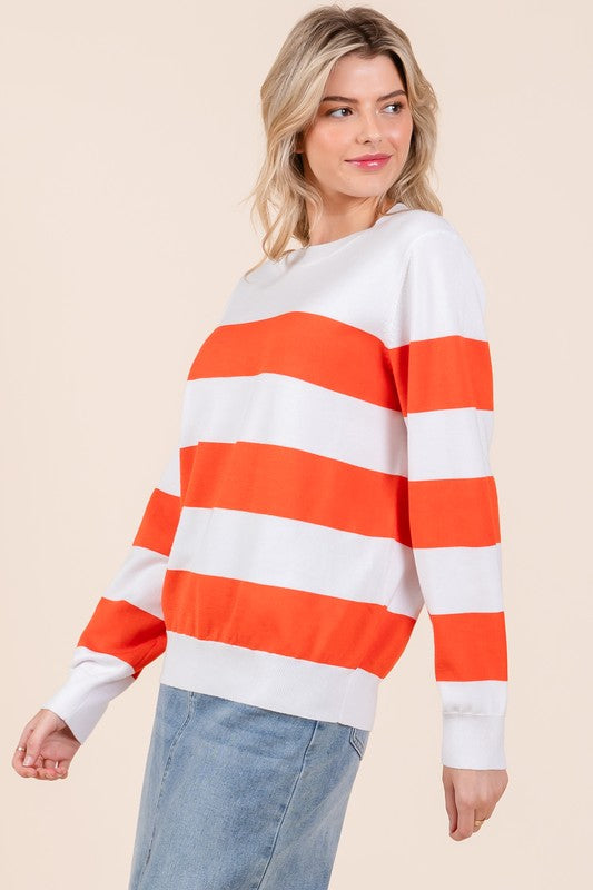 Stilla | Let Pullover Af Stribet Maskemateriale