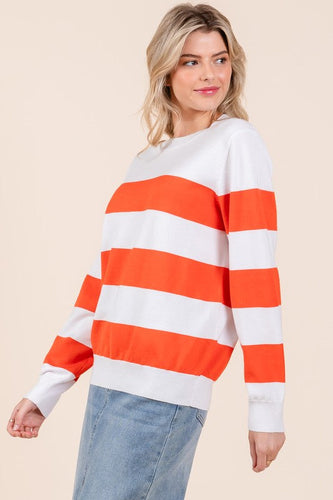 Stilla | Let Pullover Af Stribet Maskemateriale