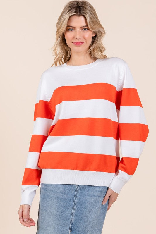 Stilla | Let Pullover Af Stribet Maskemateriale