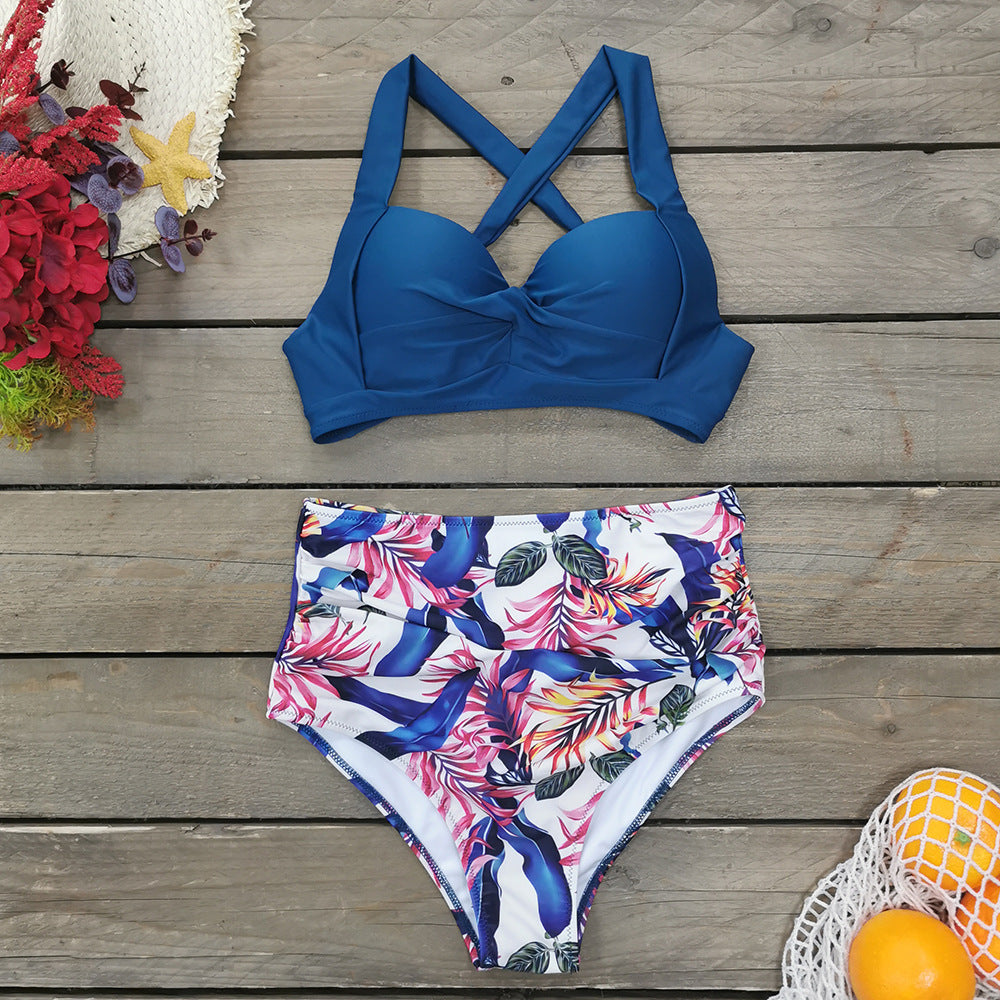 Dame Højskåret Bikini-sæt med krydsbåndet top fra Stilla