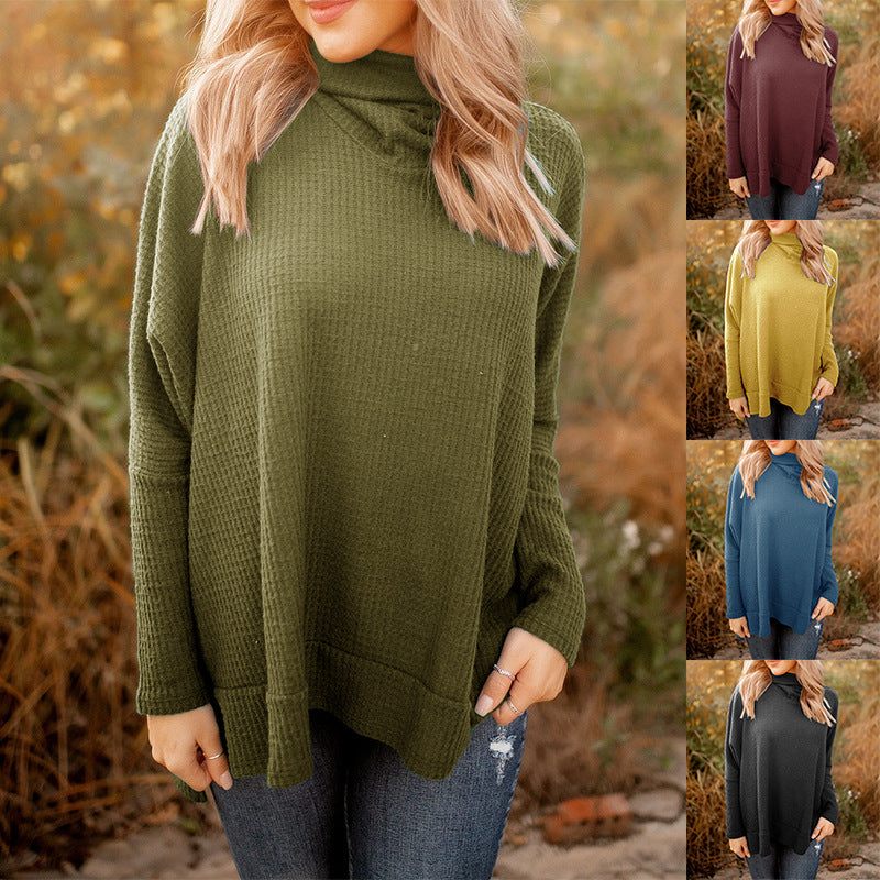 Kvinders casual sweater med høje krave og struktureret stof Stilla