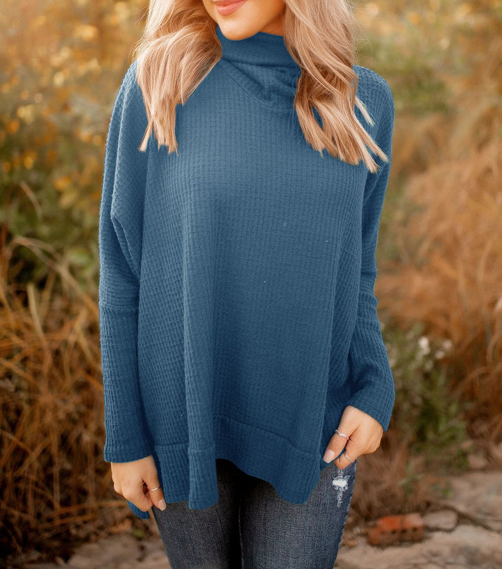 Kvinders casual sweater med høje krave og struktureret stof Stilla
