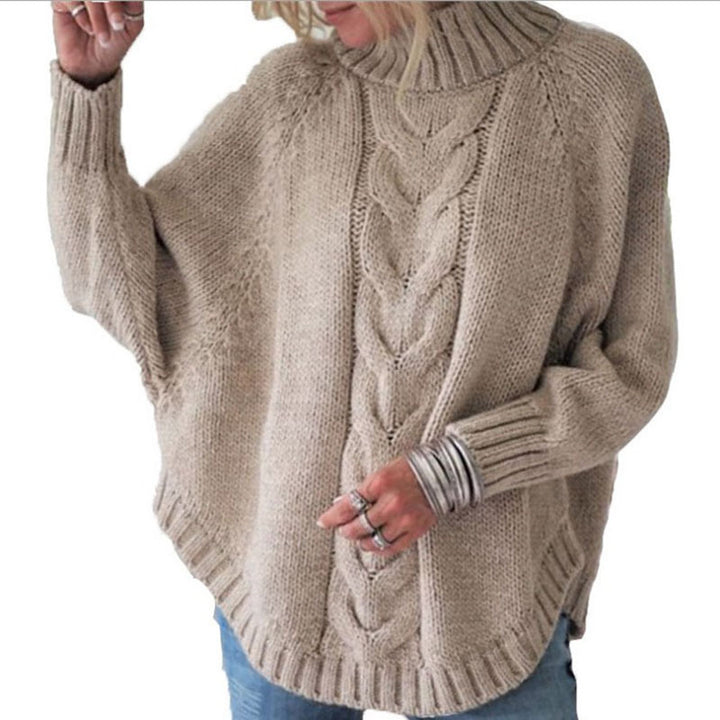 Kvinders sweater med høj krave og kabeldesign Stilla