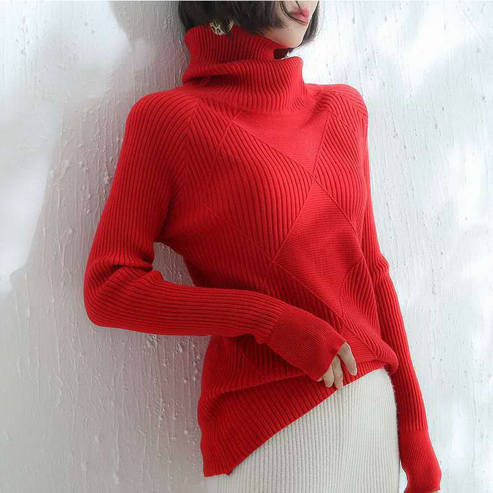 Kvindernes strikket sweater med opretstående krave og tekstureret design Stilla