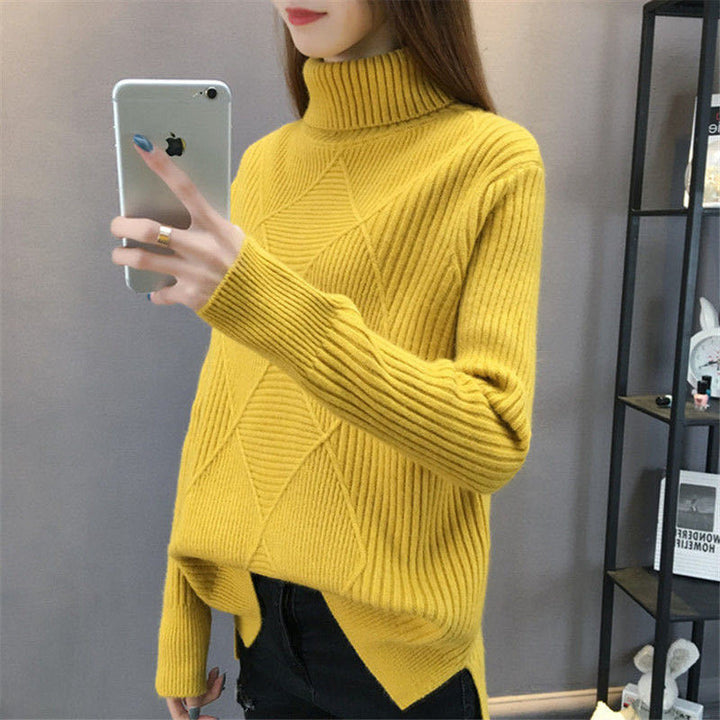 Kvindernes strikket sweater med opretstående krave og tekstureret design Stilla