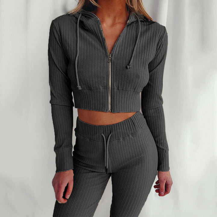 Dame Sportsligt Crop Hoodie og Leggings-Sæt Stilla