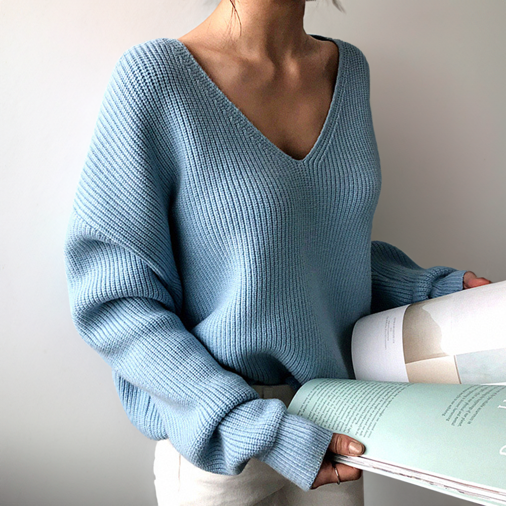 Stilla | Behagelig pullover med V-udskæring