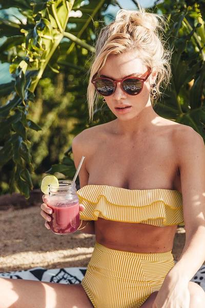Dame bandeau bikini med mode rynke detaljer Skovae