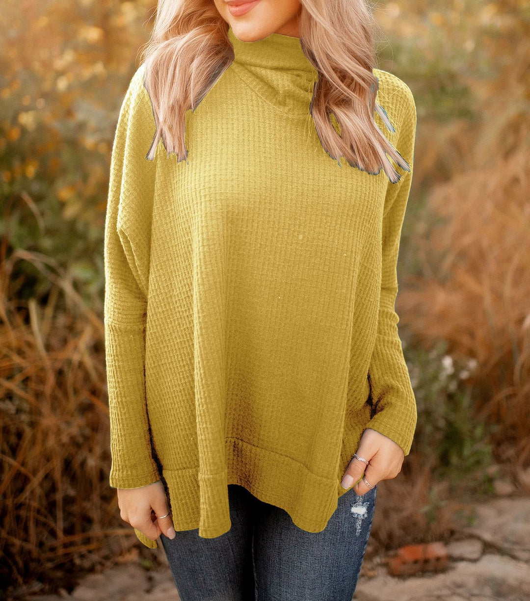 Kvinders casual sweater med høje krave og struktureret stof Stilla