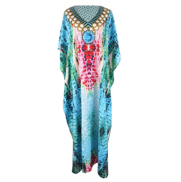 Dame Kaftan med skinnende slange mønster og høj kvalitet broderi Stilla