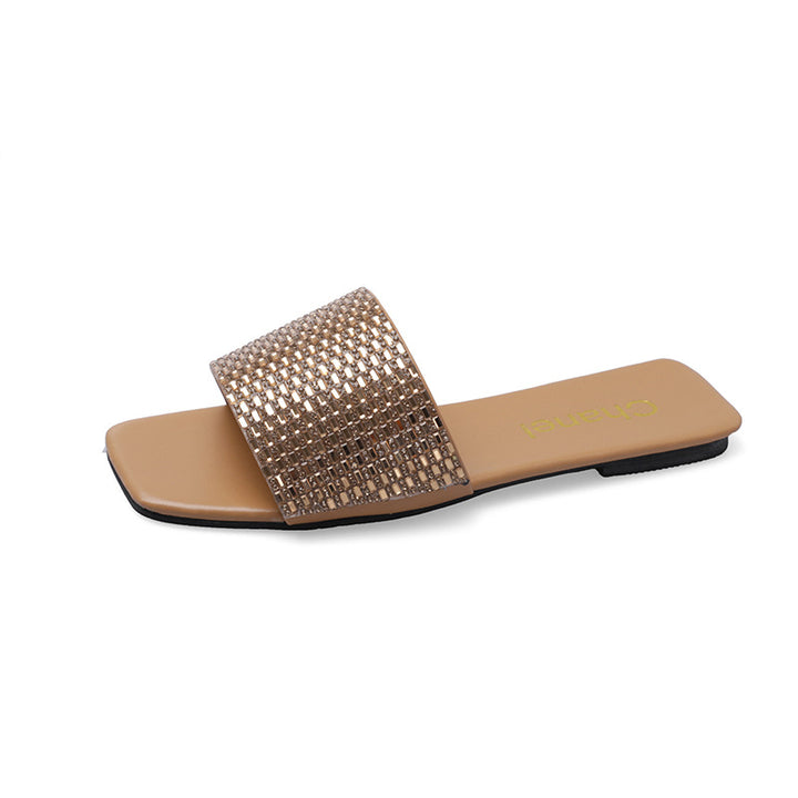 Dame elegante slippers med funklende strassdetaljer og komfortabelt fodseng Stilla