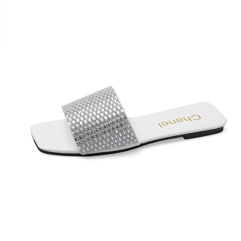 Dame elegante slippers med funklende strassdetaljer og komfortabelt fodseng Stilla