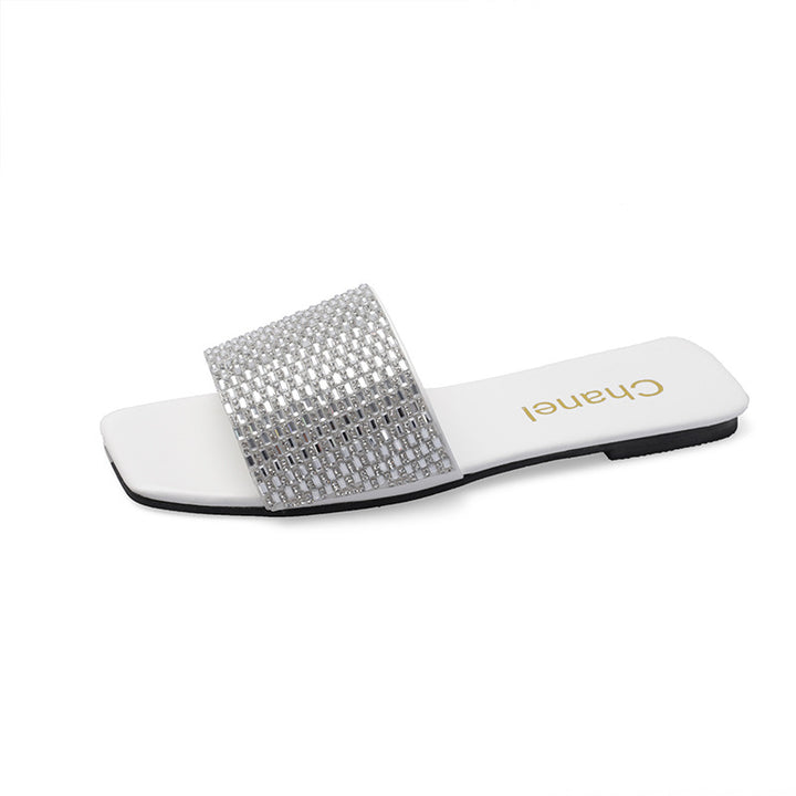 Dame elegante slippers med funklende strassdetaljer og komfortabelt fodseng Stilla