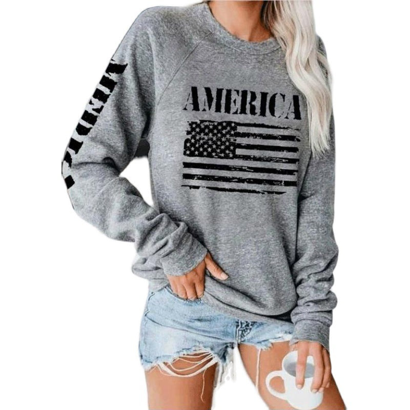 Damer sweatshirt med afslappet amerikansk flag print Stilla