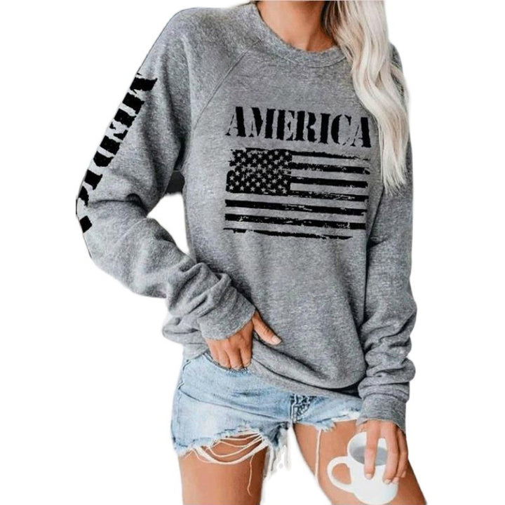 Damer sweatshirt med afslappet amerikansk flag print Stilla