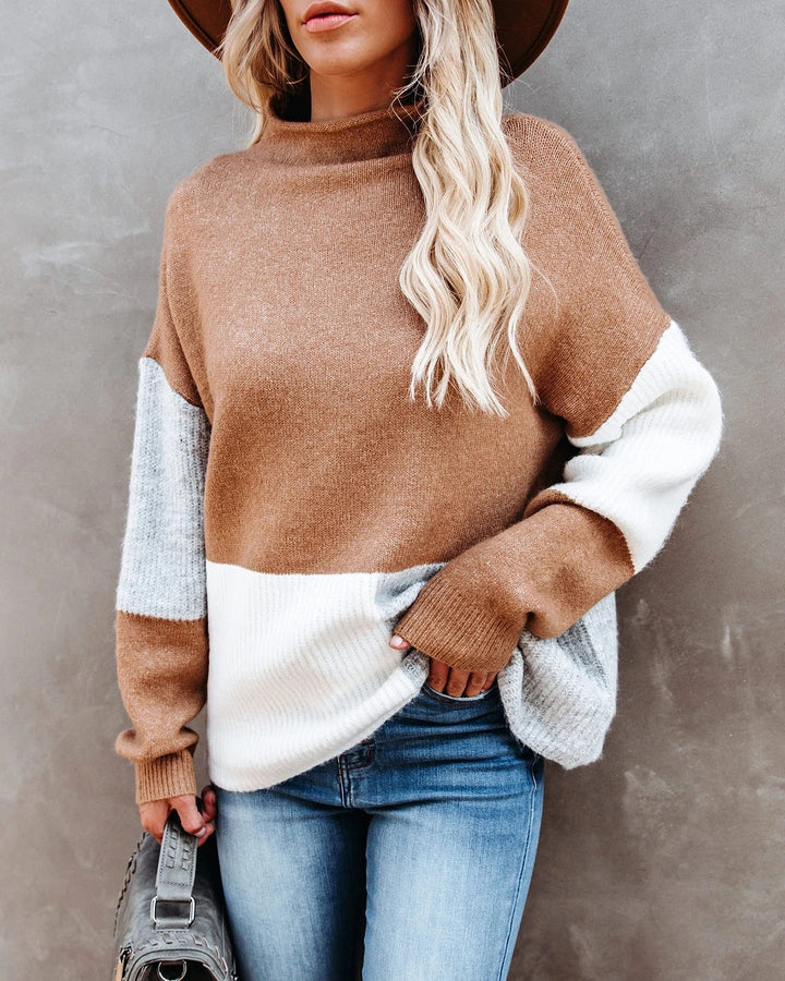 Damer casual sweater med fashionable farveblok elementer Stilla