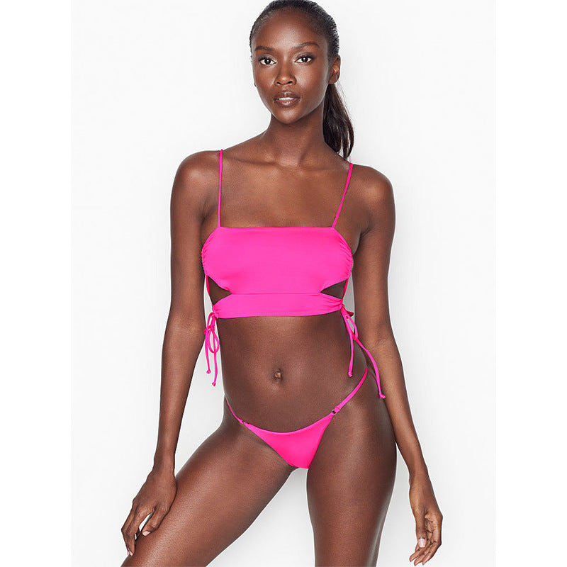 Dame Crop-Bikini-Sæt med moderne Cut-Out og justerbare stropper Skovae