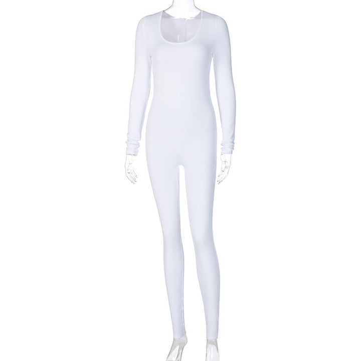 Damen Elegant Langærmet Jumpsuit med gennemsigtigt Overdel Stilla