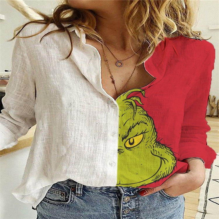 Dame Legende linned bluse med cartoon motiv Stilla