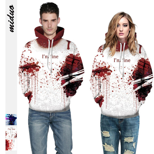 Dame hættesweatshirt med kunstnerisk blodsprøjtedesign og originalt logo Stilla