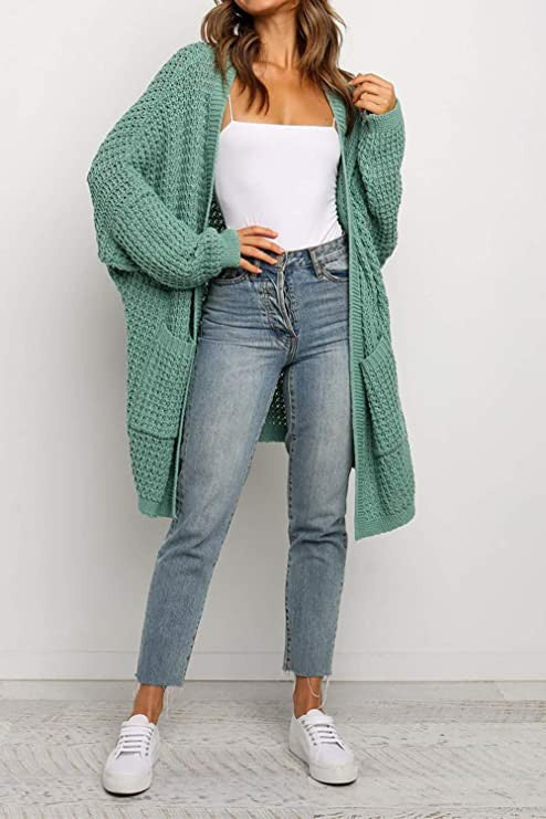 Kvinders chunky strikket cardigan med praktiske lommer og løs pasform Stilla