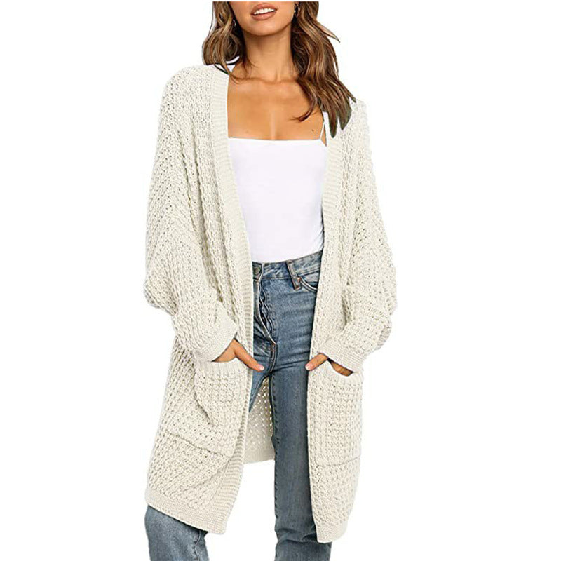 Kvinders chunky strikket cardigan med praktiske lommer og løs pasform Stilla