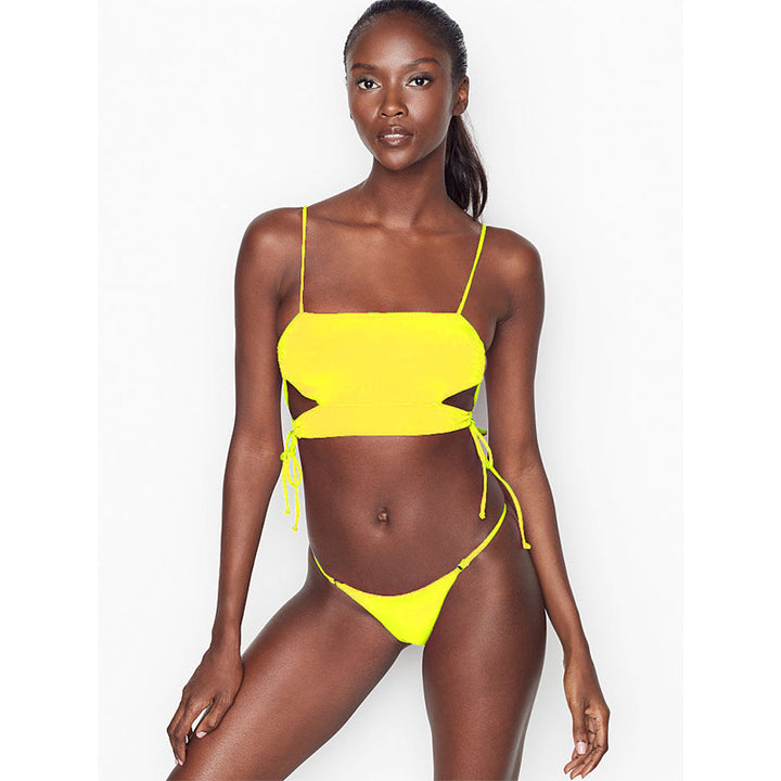 Dame Crop-Bikini-Sæt med moderne Cut-Out og justerbare stropper Skovae
