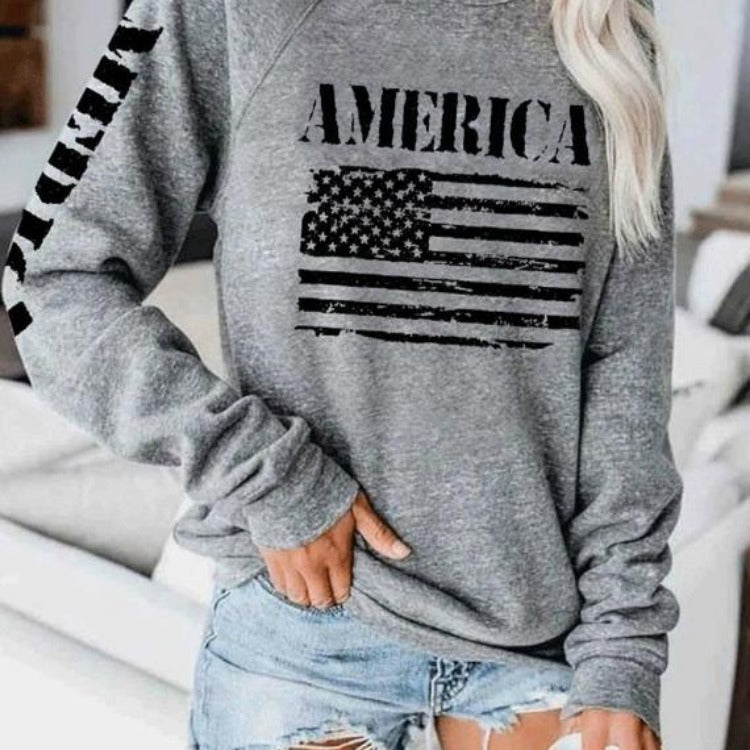 Damer sweatshirt med afslappet amerikansk flag print Stilla