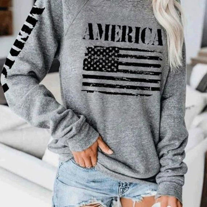 Damer sweatshirt med afslappet amerikansk flag print Stilla