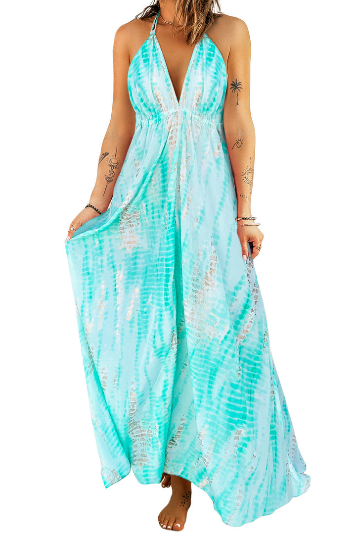 Stilla | Farvet Halterneck Maxi Kjole